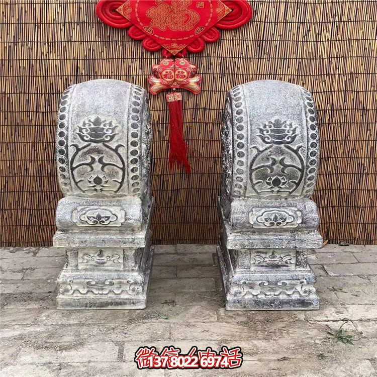 青石仿古抱鼓石，大理石古建大門門墩