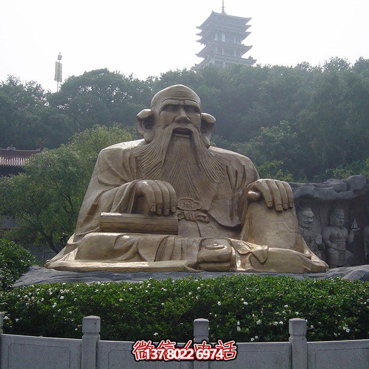 廣場(chǎng)景區(qū)大型銅雕老子，戶外仿銅古代人物雕塑