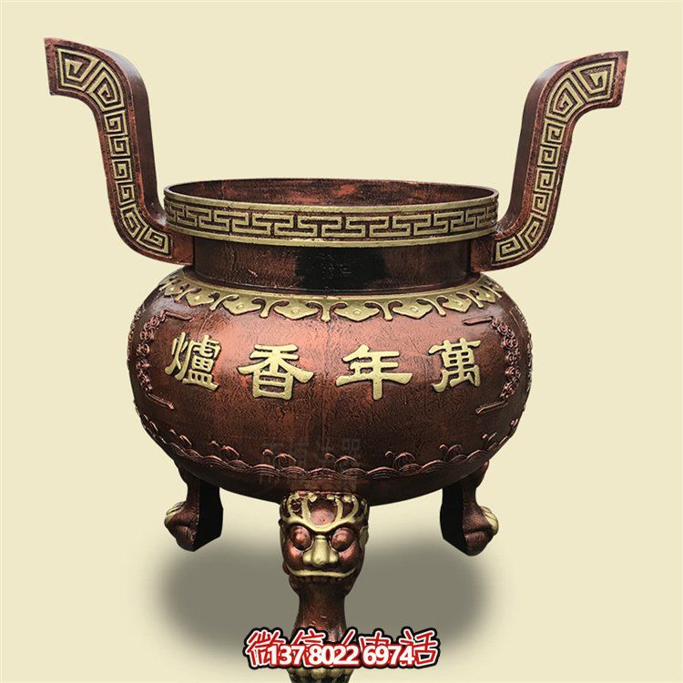 家用銅雕上香祈福鼎，香爐雕塑